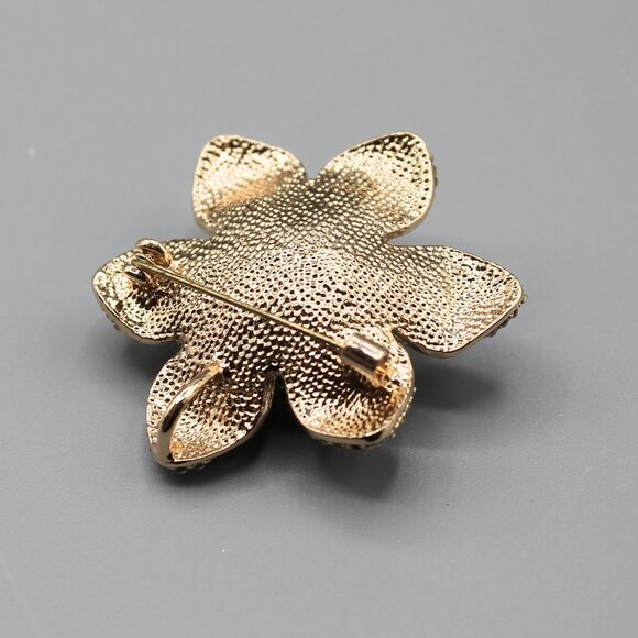 Flower jewelry brooch pin pendant nature white pearl green yellow gold tone - Picture 10 of 12